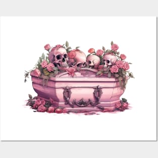 Pink Halloween Coffin Posters and Art